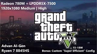 GTA V  Radeon 780M  LPDDR5X7500  Advan AIGen [upl. by Hafler655]