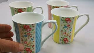 Cath Kidston by queens Kitchen set of 4 Mugs [upl. by Herman]