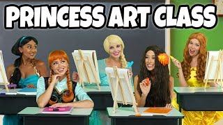 DISNEY PRINCESS ART CLASS With Moana Belle Jasmine Elsa and Anna Totally TV [upl. by Yerffoeg]