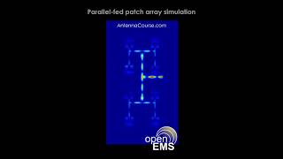 Patch Antenna Array EMfield Animation for Parallel Feeding Technique [upl. by Aseela710]