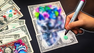 Making Art on Real Dollars  DOLLAR ART CHALLENGE [upl. by Dranreb390]