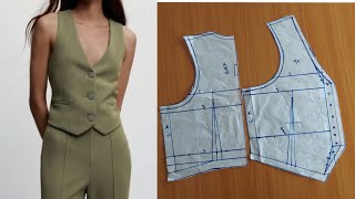 HOW TO DRAFT A VEST WAISTCOAT JACKET PATTERN  401STYLING beginner [upl. by Naivaj299]