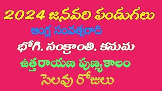 January 2024 festivals in teluguజనవరి 2024 పండుగలు సెలవు రోజులు [upl. by Nsaj342]