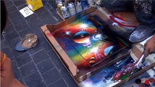 Amazing Street Artist  Amazing Street Art Painting  Spray Paint Art [upl. by Rudyard170]