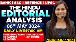 Editorial Analysis  6th May 2024  Vocab Grammar Reading Skimming  Nimisha Bansal [upl. by Crudden]