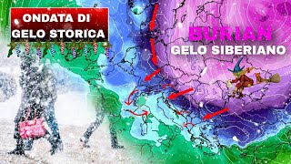 ▶ METEO IMPRESSIONANTE SUPER GELO SIBERIANO VERSO LITALIA BURIAN STORICO E BUFERE DI NEVE [upl. by Noet825]