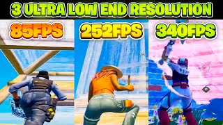 TOP 3 Stetched RESOLUTIONS for LOW END PC in Fortnite 💜 ULTRA LOW END RES [upl. by Alcinia]