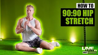 How To Do The 9090 Hip Stretch  Exercise Demonstration Video and Guide [upl. by Ertsevlis]