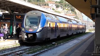 French regional TER train departing from Ventimiglia station Italy [upl. by Norbel]