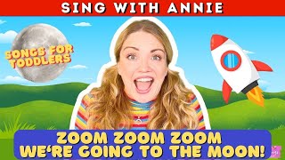 Zoom Zoom Zoom Were Going To The Moon  Songs for Kids  Lyrics  Learning [upl. by Enirehtacyram530]