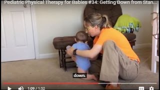 Getting Down from Standing at Furniture Pediatric Physical Therapy for Babies 34 [upl. by Negyam]