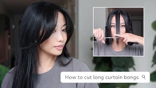 How To Cut Long Curtain Bangs At Home [upl. by Merrick]