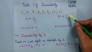 Tests of Divisibility  Divisibility Rules for 2 3 4 5 8 9 10 11 [upl. by Blackwell]