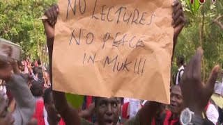 Police clashes with Makerere university students demanding end to lecturerss strike [upl. by Leeda]