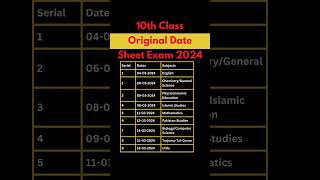 10th Class Final Date Sheet 2024 [upl. by Gertrud]