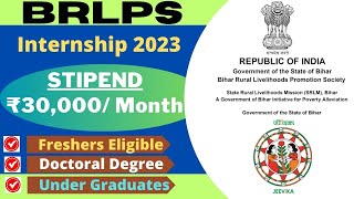 BRLPS Internship 2023  Stipend ₹30000 Month  Freshers  Doctoral Degree  Under Graduates [upl. by Petulia933]