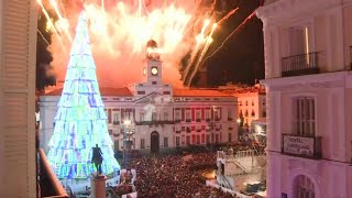 Madrid rings in New Year with fireworks show at Puerta del Sol square  AFP [upl. by Ecertal199]