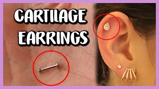 HOW TO REMOVE AND INSERT CARTILAGE EARRINGSLABRET 16G [upl. by Darnall]