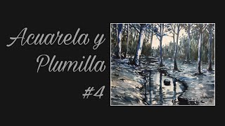 Acuarela y dibujo con plumilla 4 Paisaje de invierno y nieve Técnicas de arte ENRIQUE ZALDIVAR [upl. by Dela]