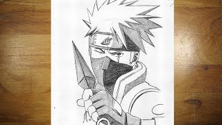 How to Draw Kakashi Hatake With Kunai Drawing Anime Step by Step [upl. by Aylat]