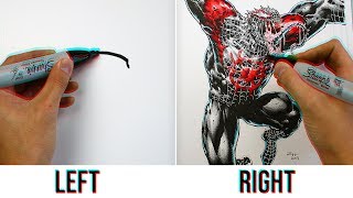 Professional Artists Try The Left Hand vs Right Hand Art Challenge IMPOSSIBLE [upl. by Sirrot]