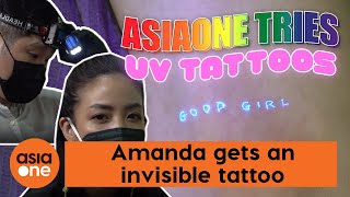 AsiaOne Tries Amanda Chaang gets an ‘invisible UV tattoo [upl. by Annairda852]