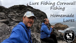 Lure Fishing Cornwall  Live baiting mackerel on a cliff  fishing home made lures [upl. by Russom]