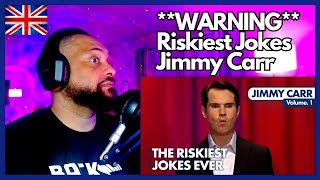 AMERICAN REACTS TO  Riskiest Jokes  VOL 1  Jimmy Carr [upl. by Aliehs]