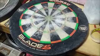 winmau blade 5 Dart board repair repaint [upl. by Kcinemod]