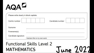 Functional Skills Maths L2 Jun2022 AQA [upl. by Ajup]