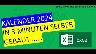 066  Kalender für 2024 erzeugen mit VBAcode in excel  programmieren lernen vba tutorial [upl. by Piwowar908]