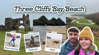 Three Cliffs Bay Beach Swansea Wales Walk  South Wales Gower Peninsula Wales Coastal Path [upl. by Tony]