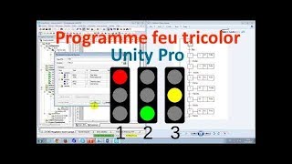 UNITY PRO PROGRAMME FEU TRI COLOR GESTION DU CARREFOUR EN GRAFCET [upl. by Oiramed556]