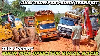 Situasi Semakin Panik  Tiga Gleder KocarKacir Evakuasi Truk Logging Terbenam [upl. by Atinahc168]