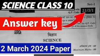 Science Answers key  Class 10  Cbse Board Exam 2024  Set 1  Science Question Paper 2024 Answers [upl. by Acemahs]