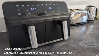 DAEWOO DOUBLE DRAWER AIR FRYER operation controls features [upl. by Zetram]