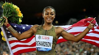 Richardson beats Alfred in 100m as Olympians shine [upl. by Reece372]