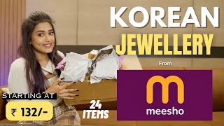 Trendy KOREAN JEWELLERY from MEESHO💜  Latest collection  Honest Review  gimaashi [upl. by Yemarej784]