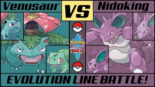 NIDOKING vs VENUSAUR Evolution Line Battle [upl. by Anih]