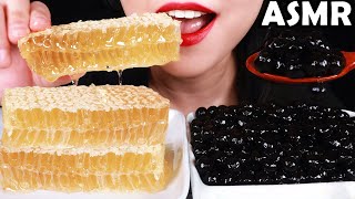 ASMR RAW HONEYCOMB  BOBA TAPIOCA PEARLS EATING SOUNDS 蜂の巣 タピオカを食べる音 咀嚼音 벌집꿀 타피오카펄 리얼사운드 먹방 노토킹 [upl. by Larkin]