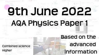 AQA Physics Paper 1 Revision  9th June 2022  GCSE Combined Science Higher Exam [upl. by Emyam]