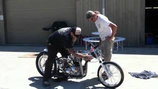 First time starting Kyles 1967 Triumph Land Speed Race bik [upl. by Nickie]