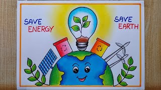 Energy conservation Day poster drawing Save Energy save Earth drawing Renewable Energy drawing [upl. by Raymonds605]