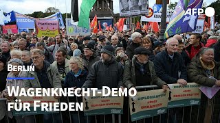 Tausende bei WagenknechtDemo für Frieden in Berlin  AFP [upl. by Kacie]