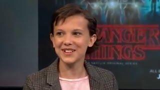 Millie Bobby Brown Gaten Matarazzo and Caleb McLaughlin interview on Stranger Things Season 1 [upl. by Jasun912]