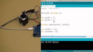 Arduino Tutorial Kapitel 342 Die Lösung von Aufgabe 2 quotEin Encoder und ein Schrittmotorquot [upl. by Bobine]