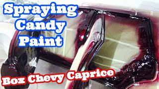 Spraying Candy Paint On Box Chevy Caprice  Door Jambs Painted Kandy Brandywine  UreKem Wine Red [upl. by Wallace]