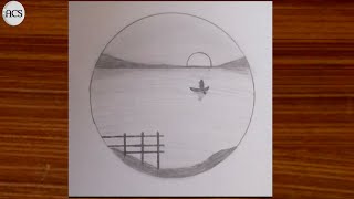 Easy drawing of sea with boat  art and Craft with Salman [upl. by Lamson]