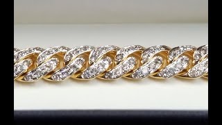 Miami Cuban Link Diamond Bracelet for Men  24diamondscom [upl. by Kono]