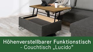 Höhenverstellbarer Funktionstisch  Couchtisch quotLucidoquot  Funktionsvideo [upl. by Rudich]